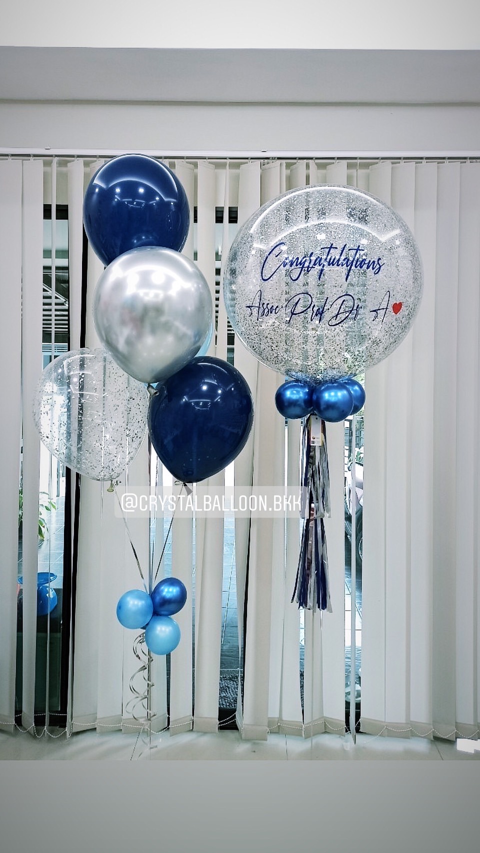 ลูกโป่ง แสดงความยินดี Bubble ขนาด 24" พร้อม ช่อลูกโป่ง ช่อ 5 ลูก 1 ช่อ,ลูกโป่งใส ใส่กลิตเตอร์ พร้อมตกเเต่ง สามารถเปลี่ยนสีลูกโป่ง/เปลี่ยนข้อความ/เปลี่ยนขนาดได้