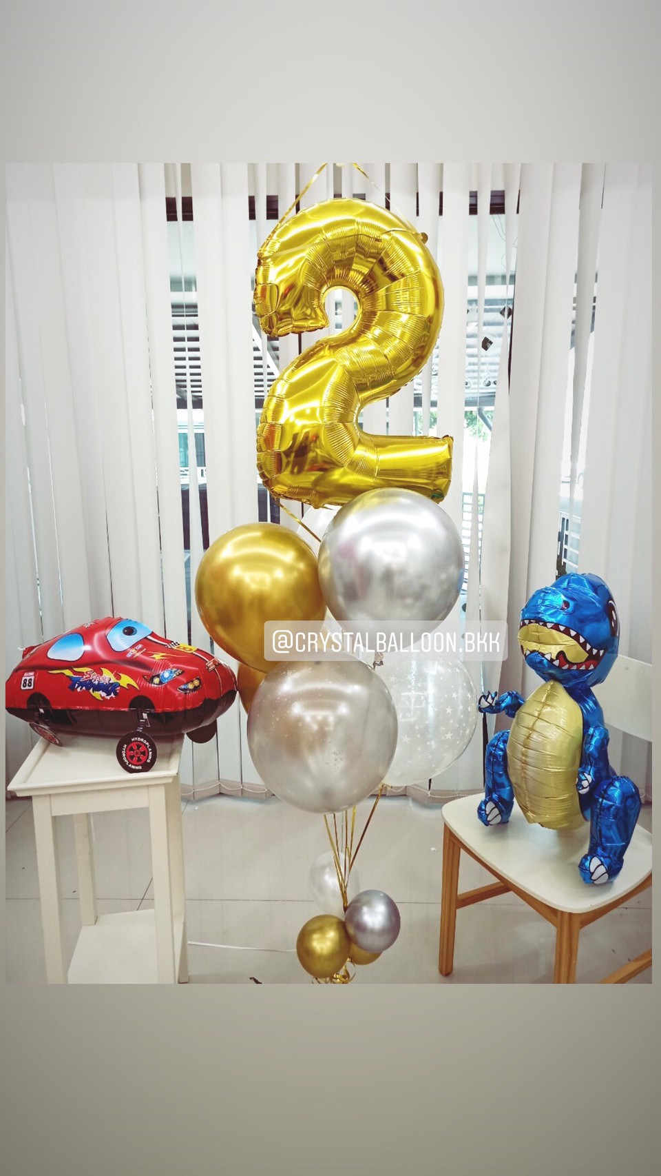 ลูกโป่ง วันเกิดเด็กชาย Theme รถแข่งลากจูง พร้อม ช่อลูกโป่ง ช่อ 6 ลูก 1 ช่อ,ฟอยล์ตัวเลข ขนาด 40" 1 ตัว,ฟอยล์ไดโนเสาร์ ตั้งพื้น 1 ตัว พร้อมตกเเต่ง สามารถเปลี่ยนสีลูกโป่ง/เปลี่ยนฟอยล์การ์ตูน/เปลี่ยนสี-ฟอยล์ตัวเลขได้
