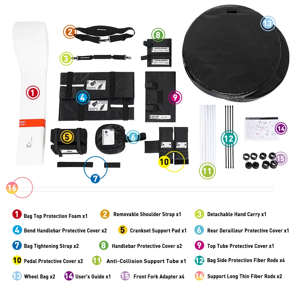 NOOYAH BK015 Pro Bike Travel Case – No Need to Remove Handlebars or Pedals | Full 16-Piece Protection Kit