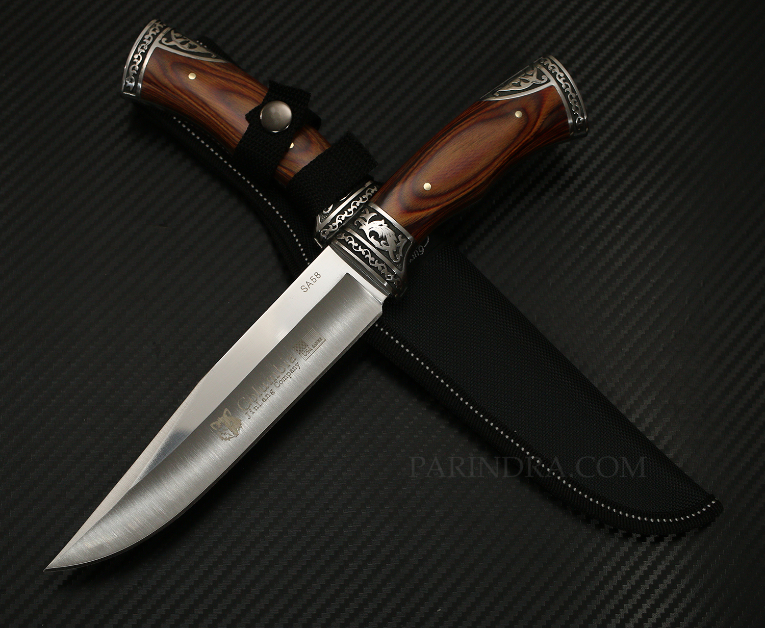 มีดเดินป่า COLUMBIA รุ่น SA58 ด้ามไม้แท้มีลวดลาย ทรงใบมีดสวย