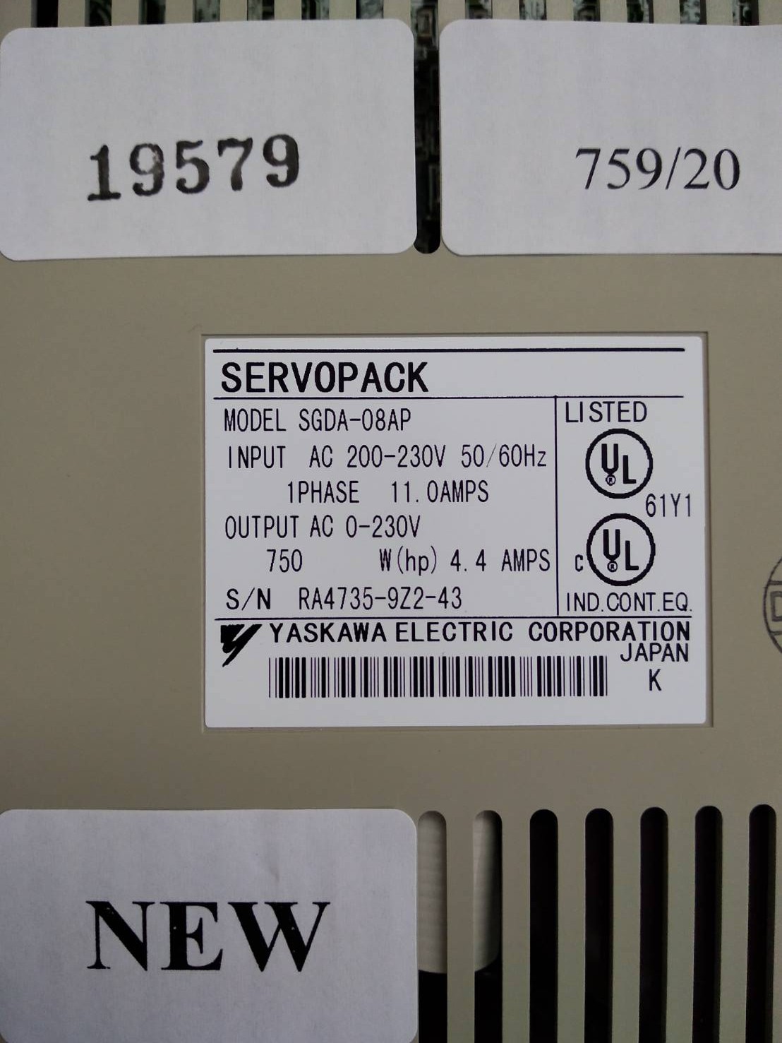 SGDA-08AP SERVO PACK " YASKAWA "