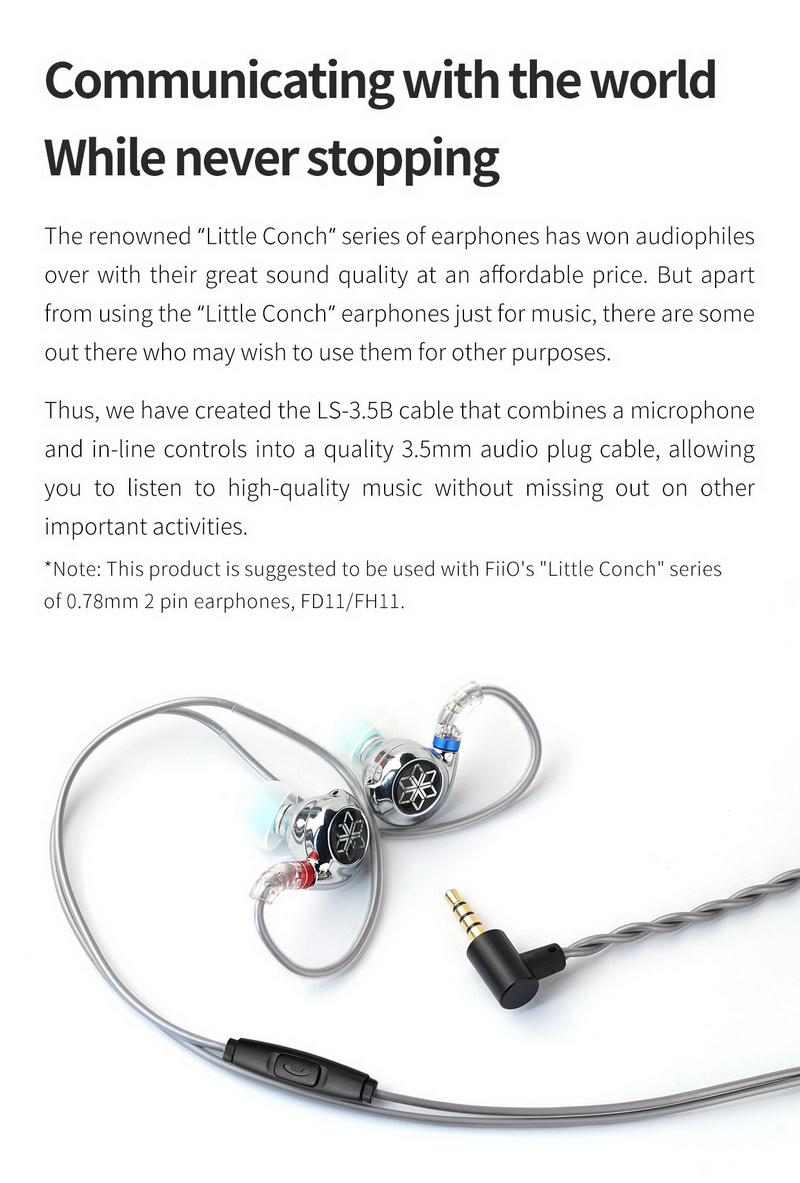 FiiO LS-3.5B สายอัพเกรดหูฟัง พร้อมไมค์และ in-line ในตัว ขั้ว 2พิน0.78 ประกันศูนย์ไทย