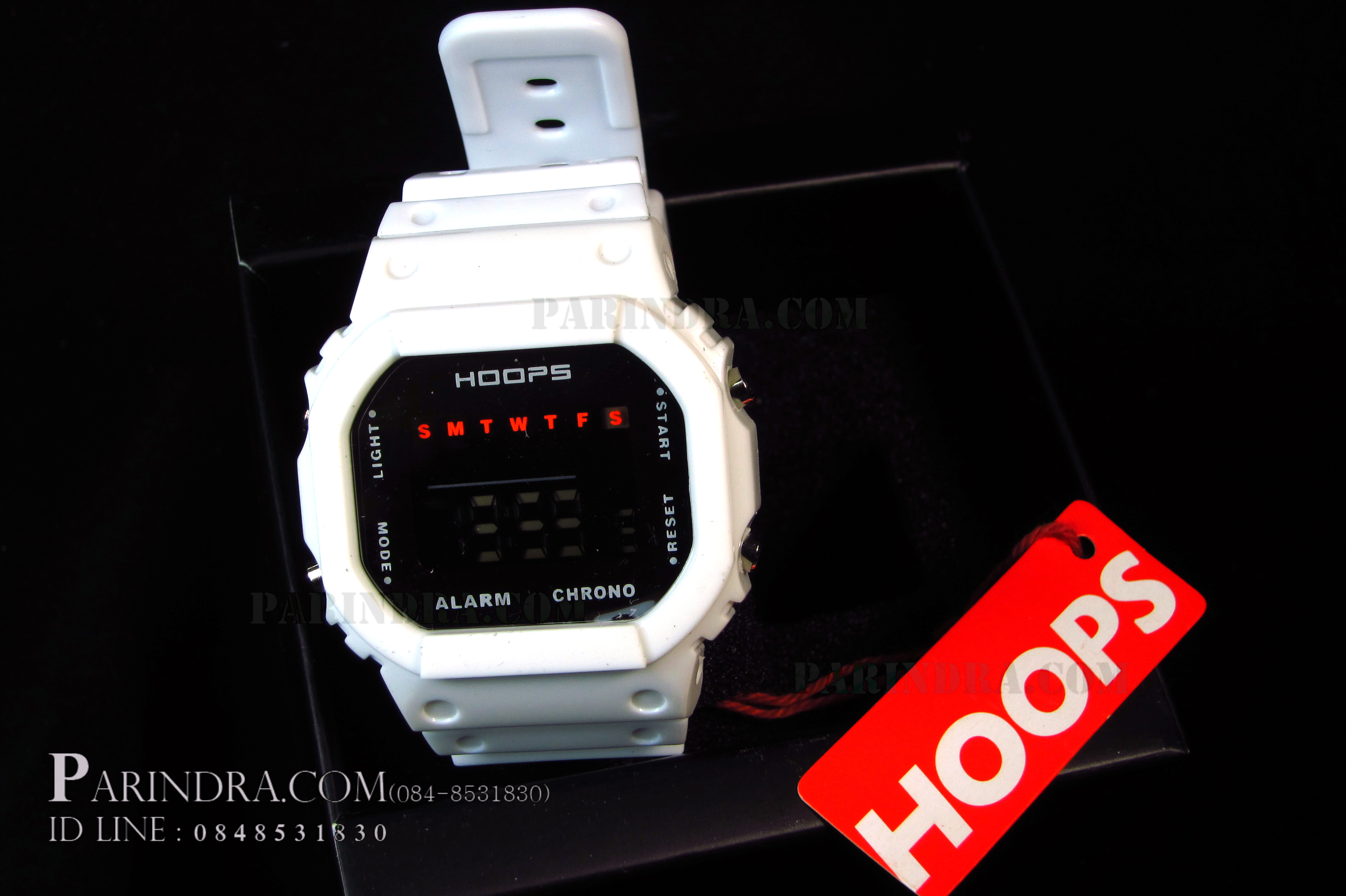 นาฬิกา Hoops ระบบดิจิตอลสีขาวทึบ
