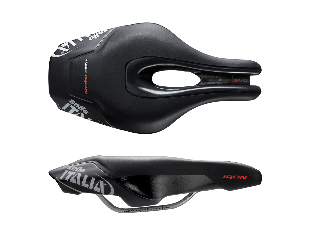 เบาะจักรยาน SELLE ITALIA, IRON EVO SOFT Carbon rail SADDLE, สีดำ, S Triathlon Saddle