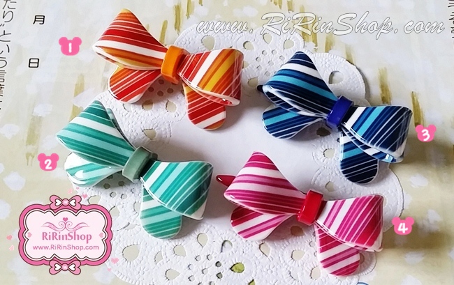 BoBo Collection กิ๊บติดผมโบว์ลายเส้นน่ารัก (ส้ม)