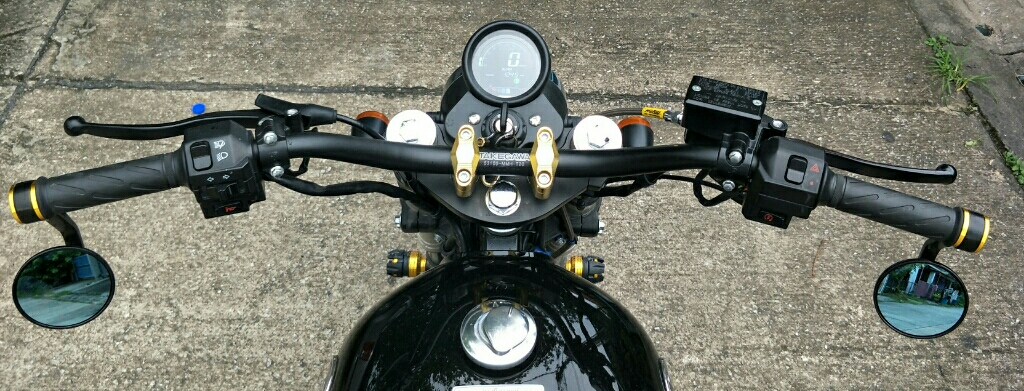 กระจกปลายแฮนด์ ทรงกลมมิเนียมทั้งชิ้น (ใส่ได้ทุกรุ่น) กระจกสีใสไม่หลอกตา+น็อต