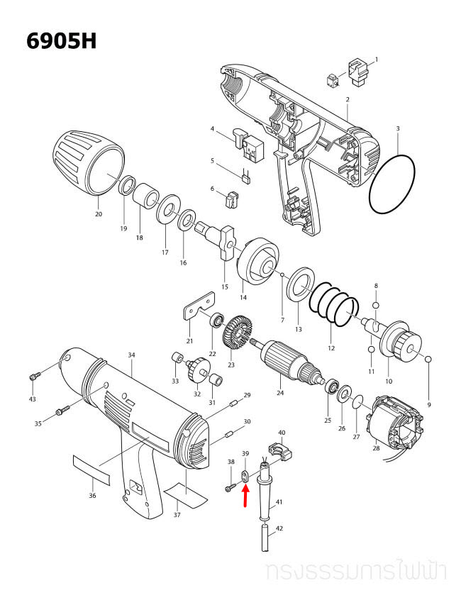 STRAIN RELIEF Makita มากีต้า UB1100, 1100, 1600, TW0200, LS1040, BO4901, N5900B, 6905H, HM1305, HM1306, 9403, 9523NB Pn.687053-2 (แท้) ##(*)
