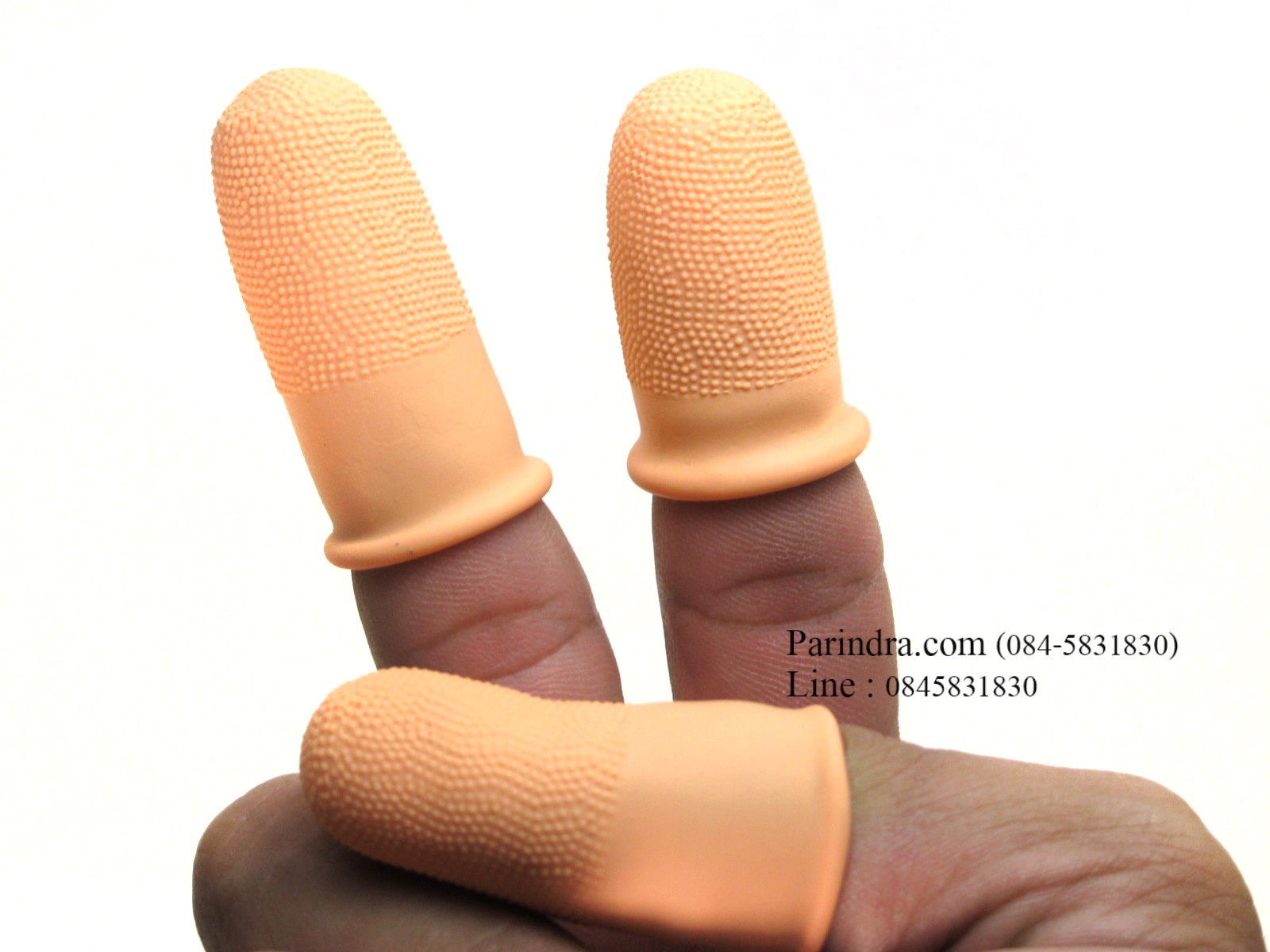 ถุงนี้วมือยางสีส้มมีกันลื่นสำหรับ ใช้หยิบหรือจับแสตมป์ และอุปกรณ์อิเล็กทรอนิกส์