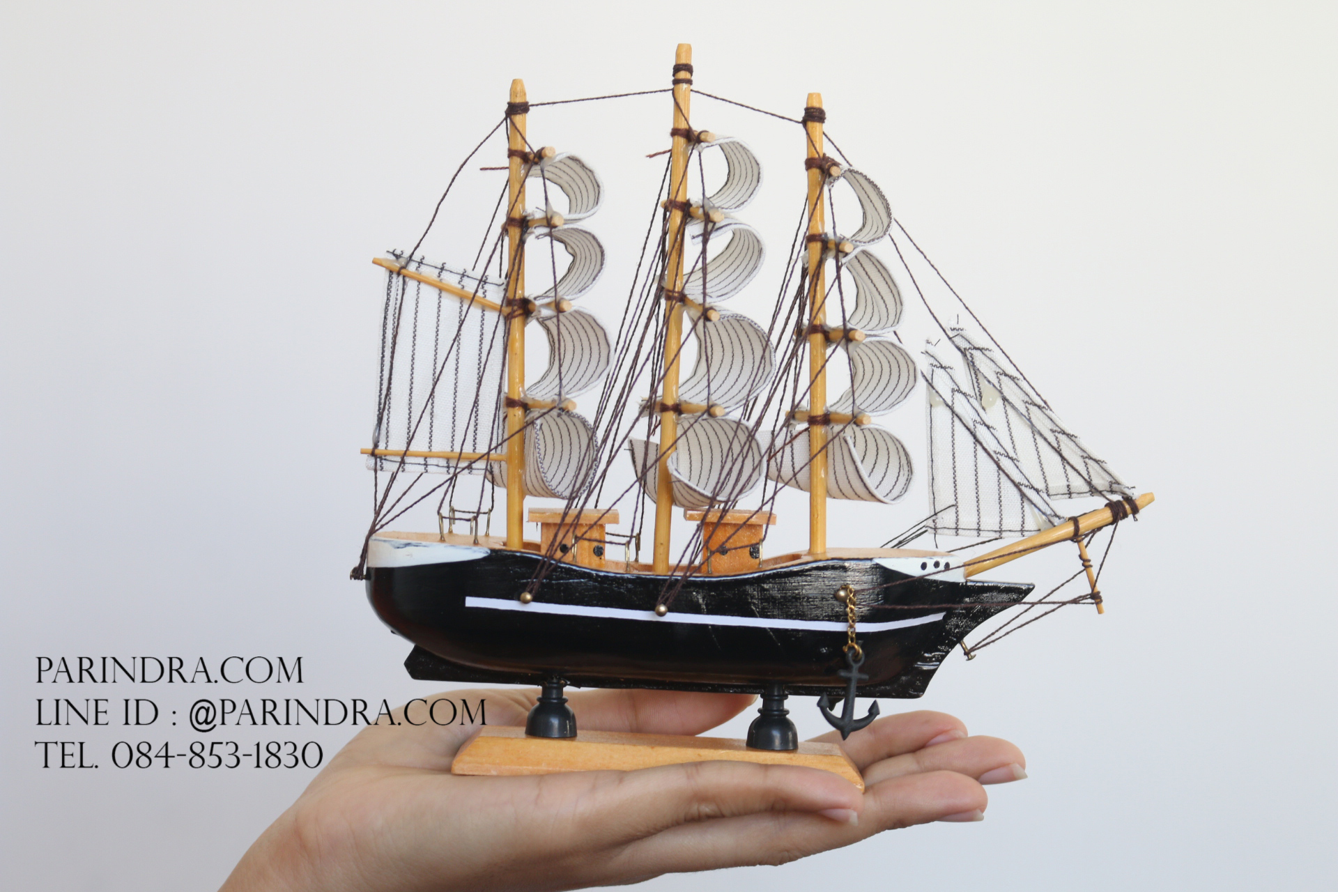 โมเดลเรือสำเภาไม้ขนาด 8 นิ้ว แต่งโต๊ะทำงาน สำหรับการตกแต่งบ้านและร้านค้าทั่วไป No.1