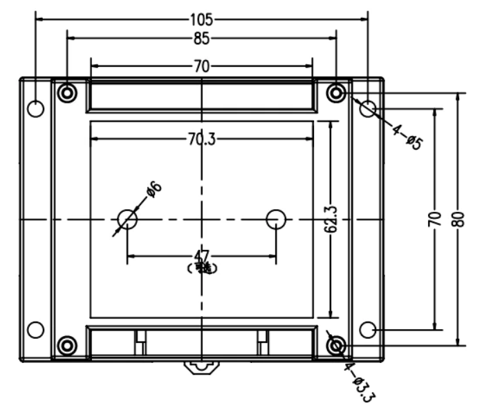 กล่องใส่บอร์ดอิเล็กทรอนิกส์ ติดรางปีกนก ขนาด 115 x 90 มิลลิเมตร ฝาใส