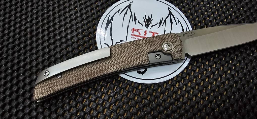 ARED OESER F22 POWERED BY LEE WILLIAMS KICKSTOP MACHINE SATIN M390 BLADE WITH BROWN MICARTA HANDLES/ OPTION 1 ALL SATIN