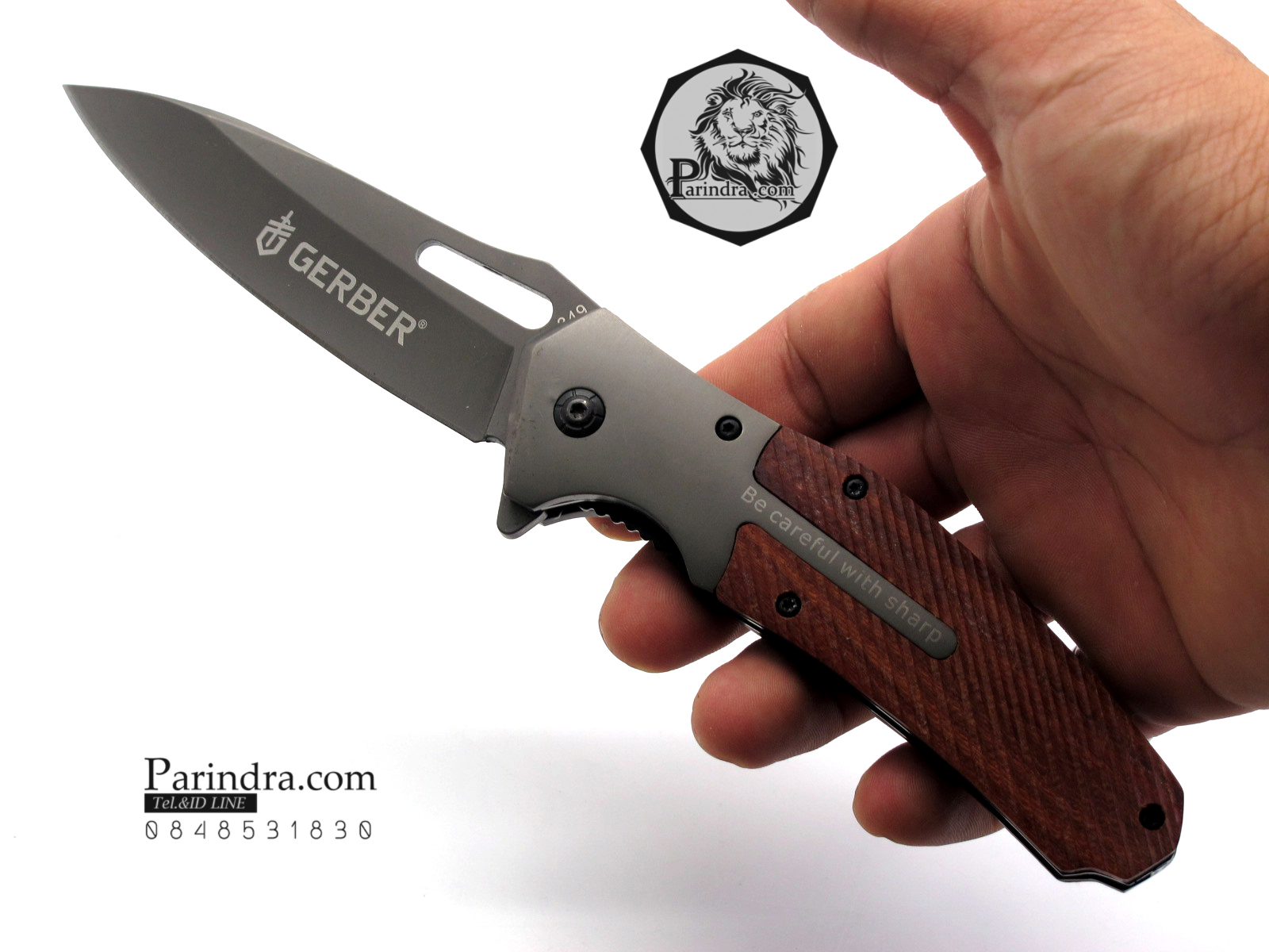 มีดพับ GERBER Bear Grylls รุ่นด้ามไม้ Be careful of Sharp (OEM)