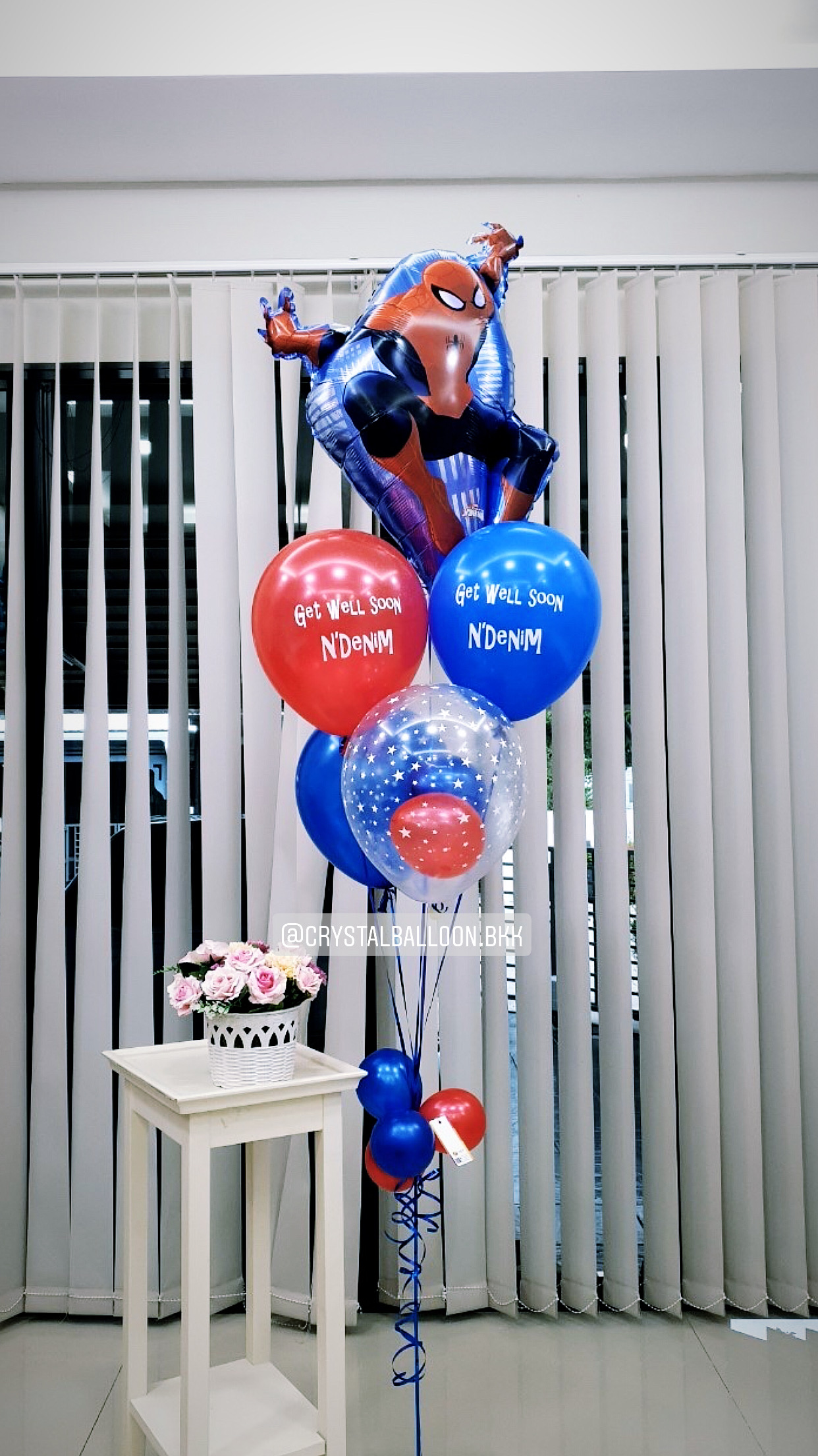ลูกโป่ง เยี่ยมไข้เด็กชาย Theme Spider Man พร้อมตกแต่ง สามารถเปลี่ยนสีลูกโป่ง/เปลี่ยนข้อความ/เปลี่ยนฟอยล์การ์ตูนได้