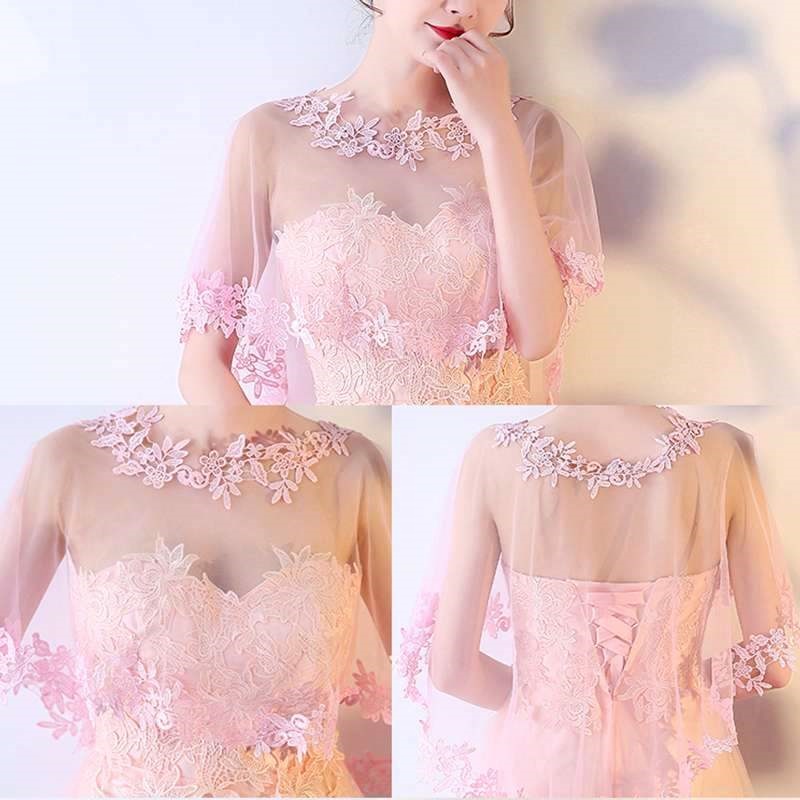 พร้อมส่ง เสื้อคลุมชุดราตรี ตาข่ายลูกไม้ สีโอโรส สวยหรู