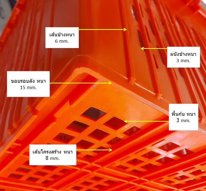 ลังหูเหล็ก ตะกร้าหูเหล็ก บรรจุ50kg. ขนาด 50x63.5x38.5cm. เกรด A HDPE เบอร์ 439