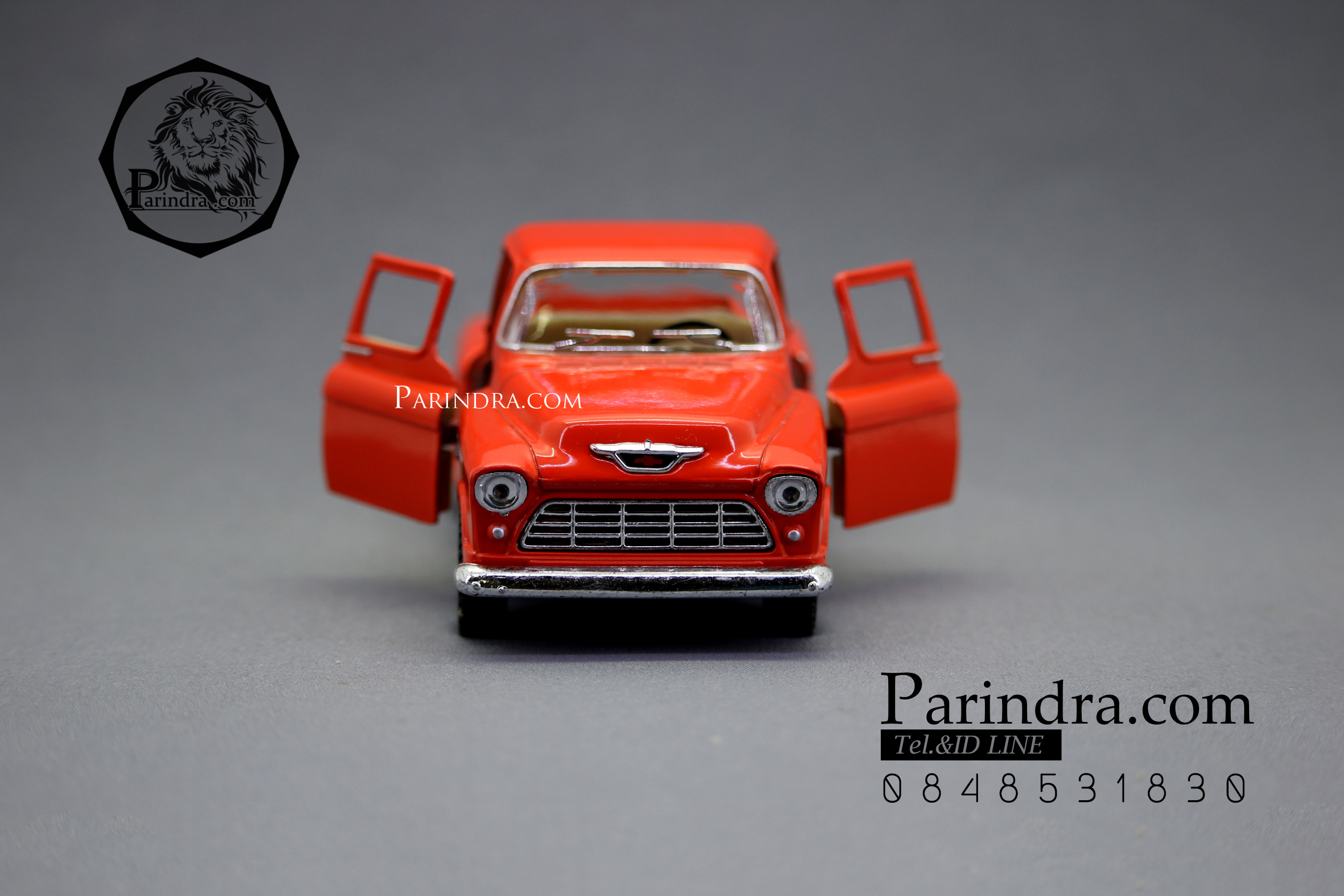 โมเดลรถเหล็กรถจำลอง CHEVROLET Chevy Stepside Pick-up 1955 สีส้ม