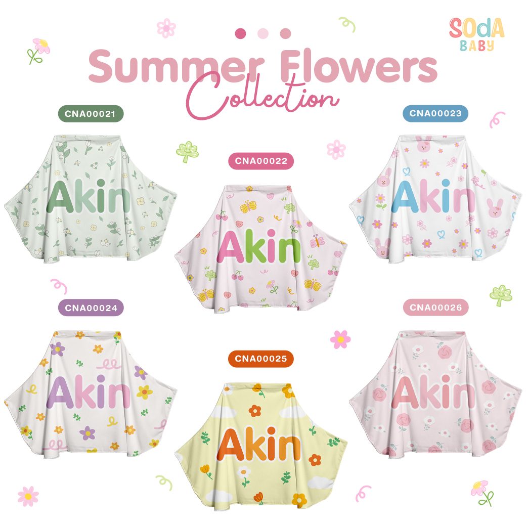 ผ้าคลุมให้นม ลาย Flowers in the sky #ใส่ชื่อได้ รหัส CNA00025 🌼🌸 #SummerFlowers #SOdAbaby