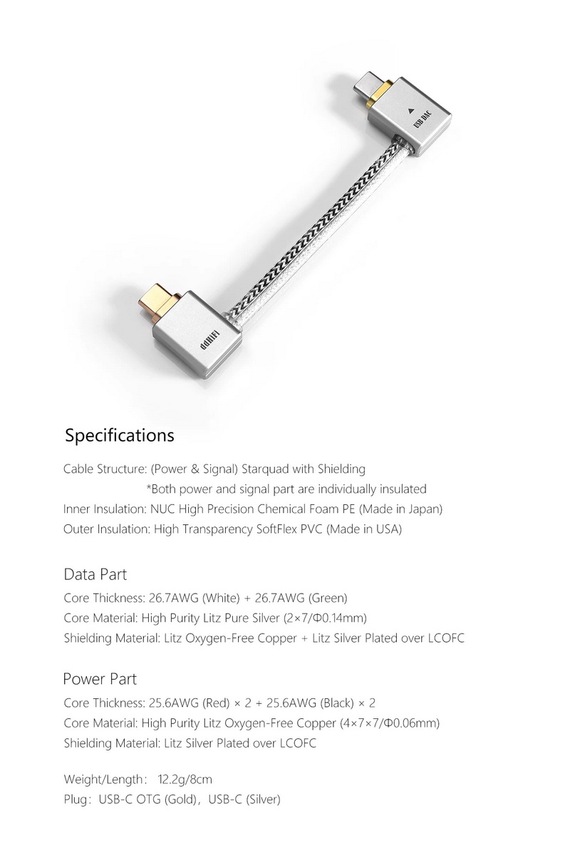 DD TC09L สายแปลง USB TypeC เป็น TypeC OTG (หัวปลั๊กตัว L) สำหรับเครื่องเสียง
