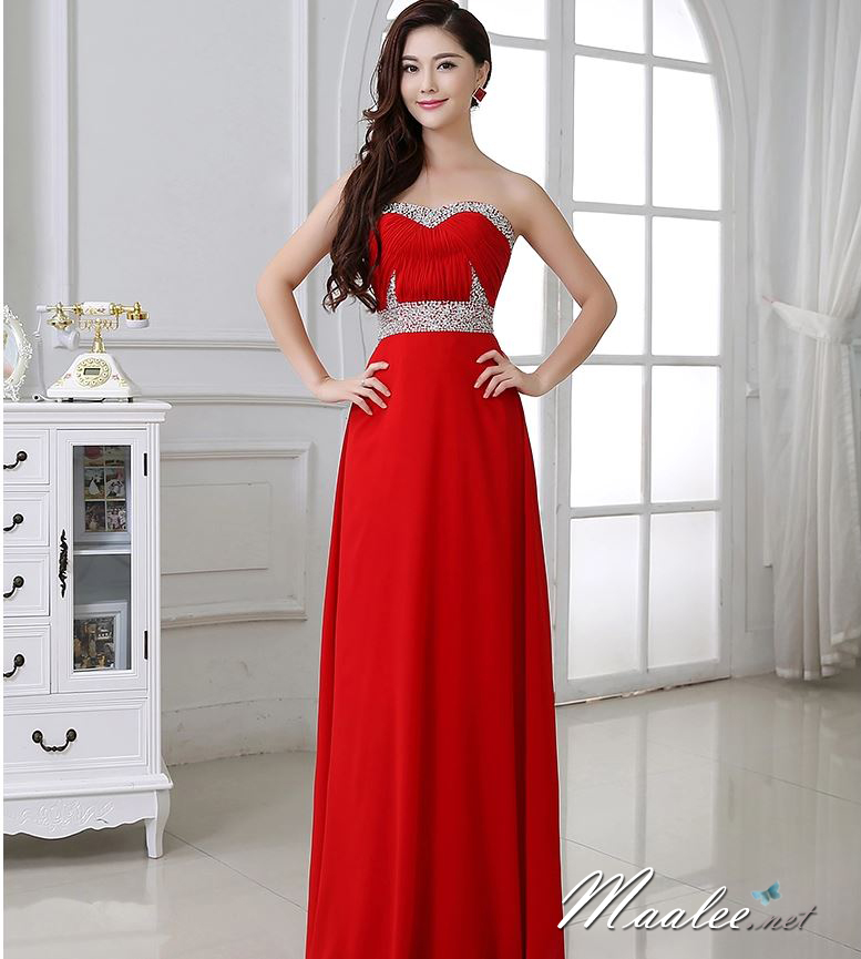 พร้อมส่ง ชุดราตรียาว เกาะอก แต่งเพชรหรู สีเทา