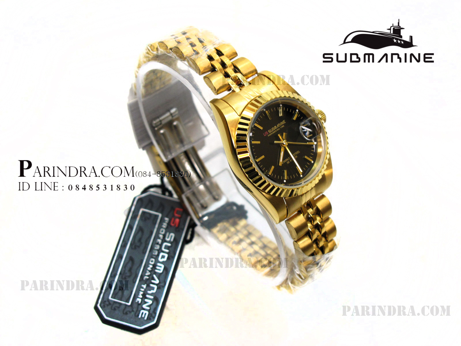 นาฬิกา US submarine รุ่น SUB108L D เรือนทองล้วนหน้าปัดดำ