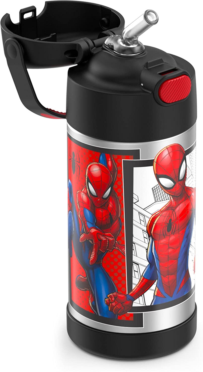 กระติกดูดน้ำแตนเลสหุ้มฉนวนสุญญากาศยี่ห้อ Thermos ของแท้ขนาด 12 ออนซ์ ลาย Spider-Man 2