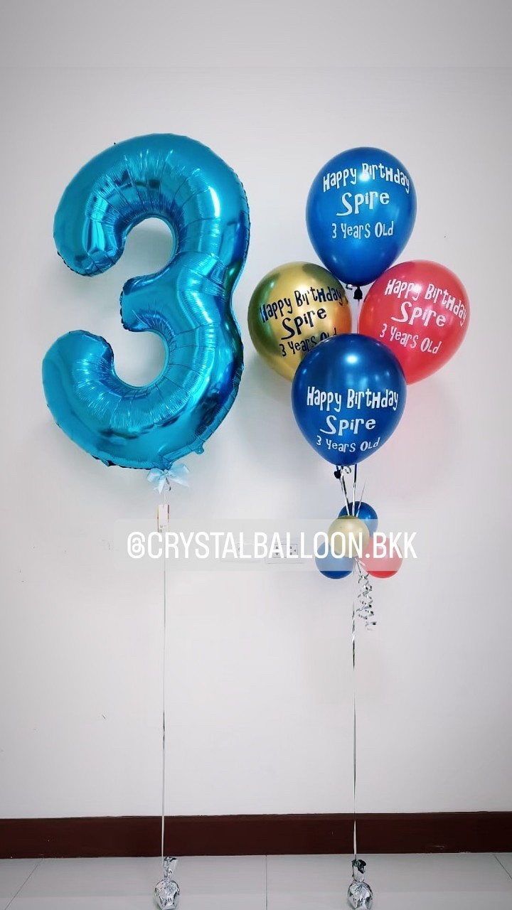 ลูกโป่ง วันเกิดเด็ก ช่อลูกโป่ง 5 ลูก 1 ช่อ พร้อมตกแต่ง ฟอยล์ตัวเลข ขนาด 40" 1 ชิ้น สามารถเปลี่ยนสีลูกโป่ง/เปลี่ยนข้อความ/เปลี่ยนสี-ฟอยล์ตัวเลขได้