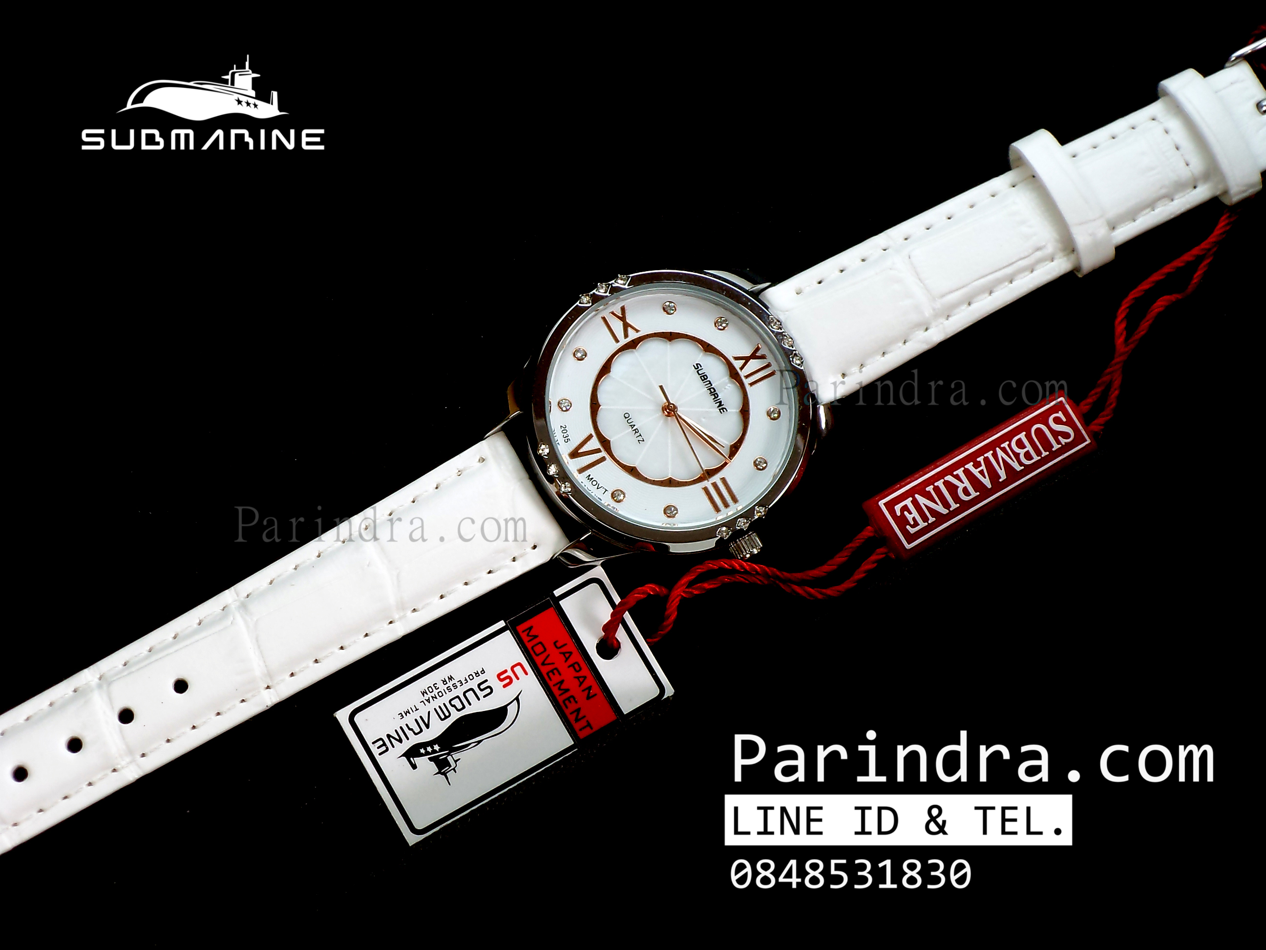 นาฬิกา US Submarine MC101L สายหนังสีขาว