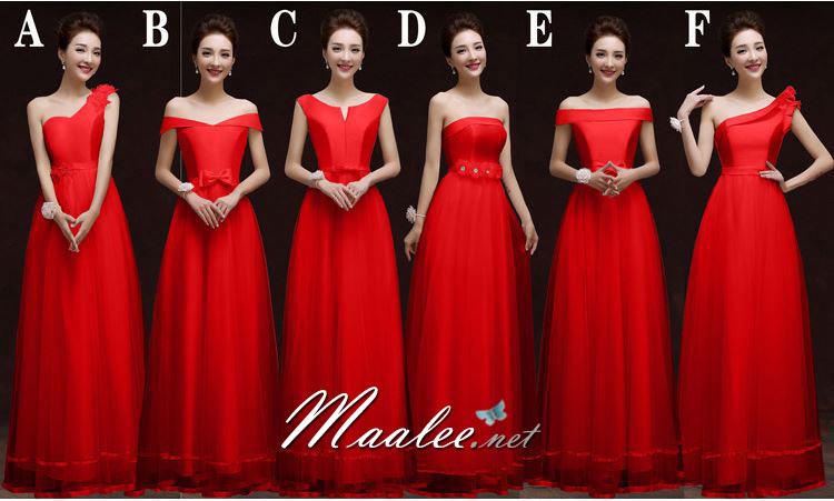 พร้อมเช่า ชุดราตรียาว ชุดเพื่อนเจ้าสาว แบบ B ปาดไหล่ แต่งโบว์ช่วงเอว (เชือกผูกหลัง)