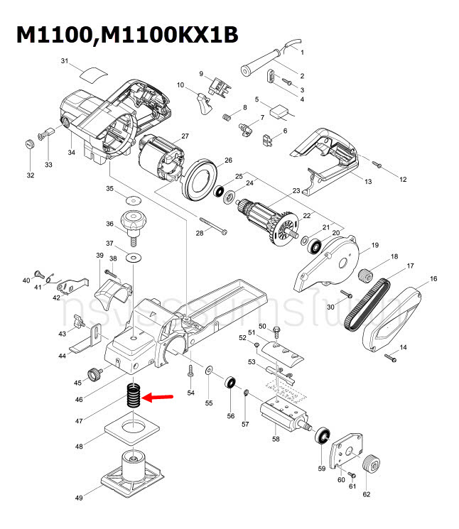 COMPRESSION SPRING 19 กบไสไม้ Makita มากีต้า MT111K, M1100, M1100KX1B [#47] Pn.233422-1 (แท้) ##