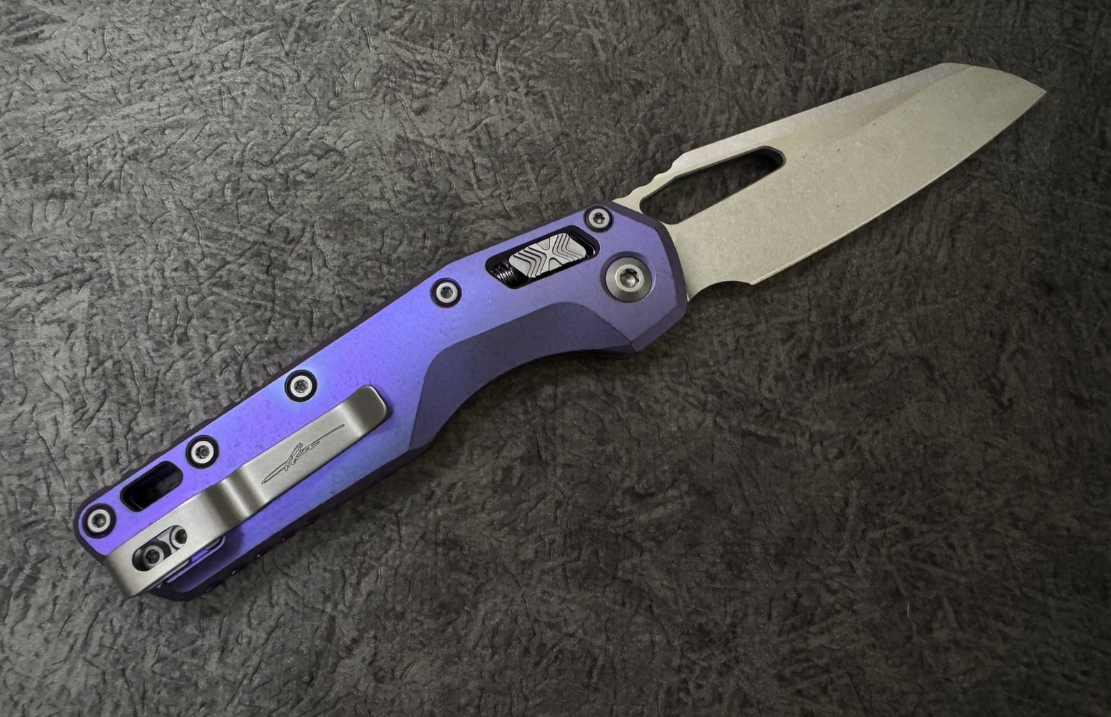 Microtech Marfione Select MSI RAM LOK Purple Haze Titanium Handles w/ Purple Accents & Stonewash M390MK