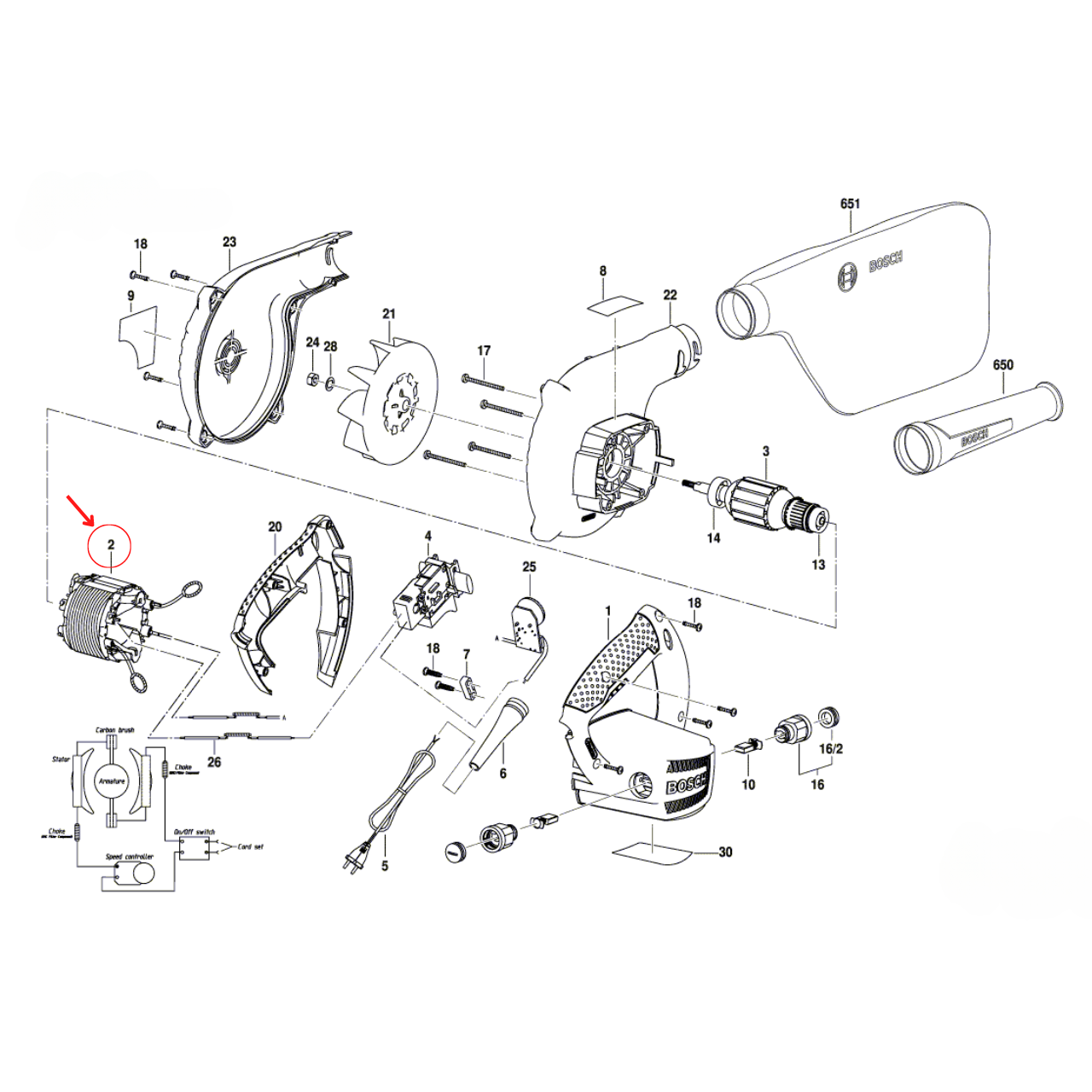 ฟิลคอยล์ Bosch บอช GBL800E ( #2 ) Pn.1604220439 (แท้) ##