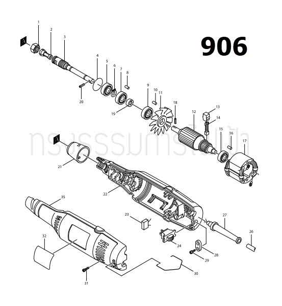 ฟิลคอยล์ เครื่องเจียร์หินแกน มากีต้า Makita รุ่น 906 Pn.521388-0 (แท้) ##