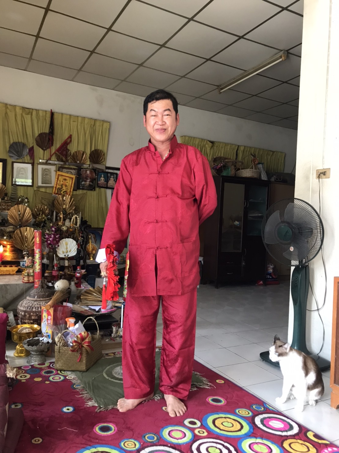 Pre-order ชุดจีน ชาย เสื้อพร้อมกางเกง สีแดง