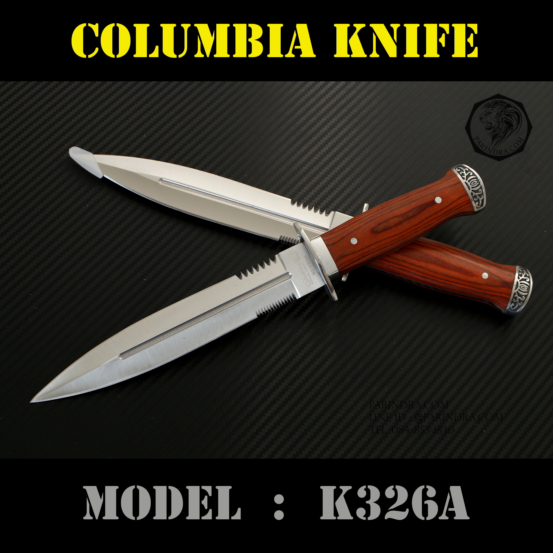 มีดใบตาย Columbia รุ่น K326A ใบมีดสองคม คมกริบ มีฟันเลื่อย