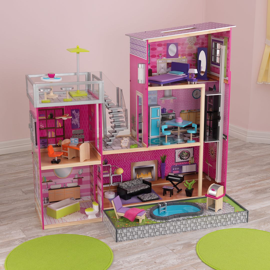 บ้านตุ๊กตา KidKraft Uptown Wooden Dollhouse With 35 Pieces of Furniture