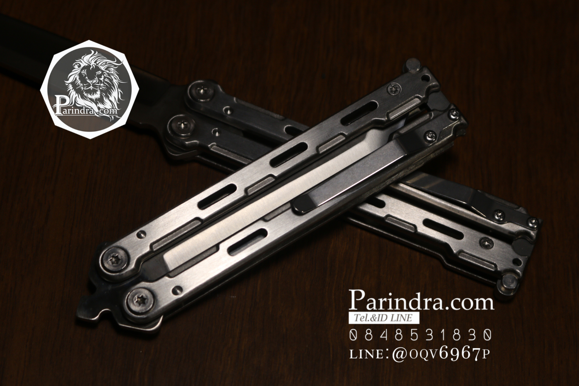 มีดบาลีซอง Balisong มีดควง มีดปีกผีเสื้อ ปลาย Tanto ด้ามสีเงิน BLA028