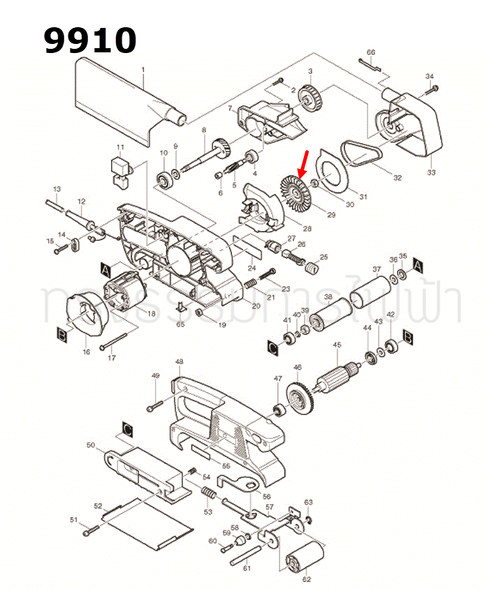 FAN 68 เครื่องขัดกระดาษทรายสายพาน Makita มากีต้า 9910 [#29] Pn.241660-1 (แท้) ##(*)