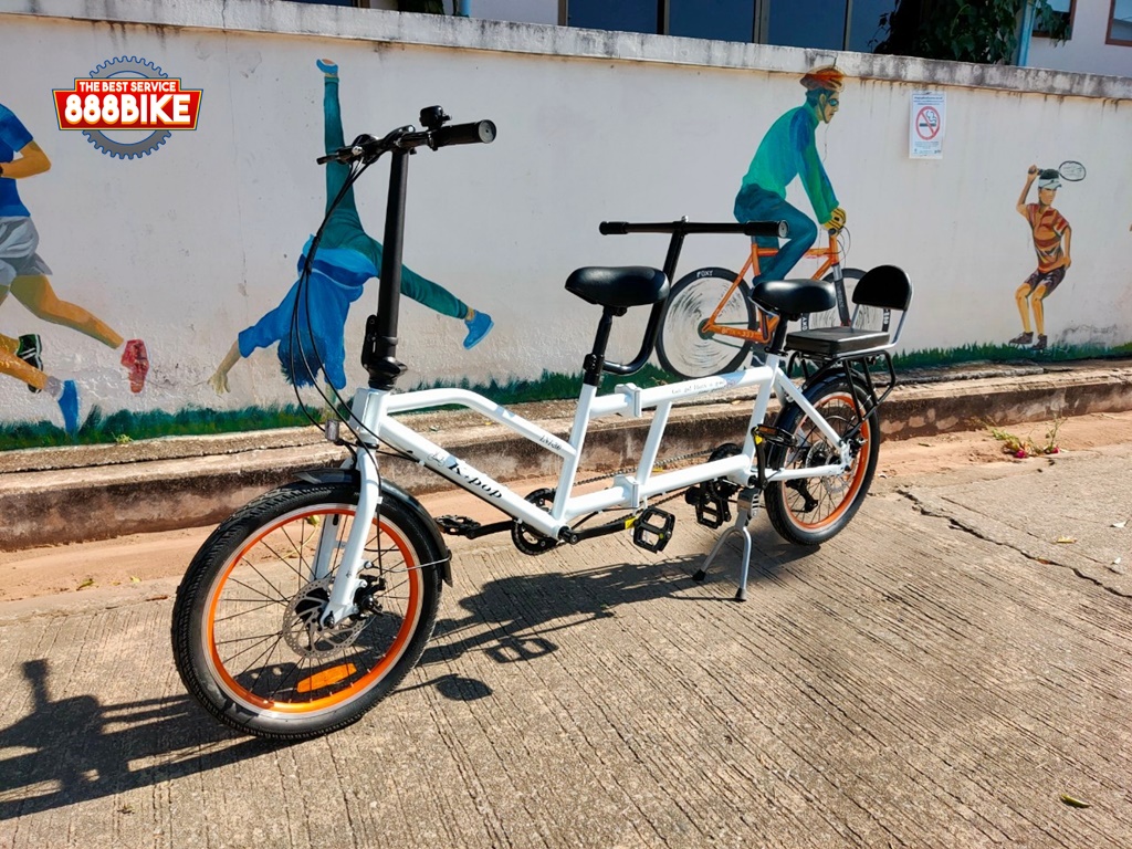 K-POP LG450 จักรยานสองตอน Tandem bicycle Double Folding Bike เกียร์ 8 สปีด พับได้ ล้อ 20นิ้ว เฟรมเหล็ก ปี 2023