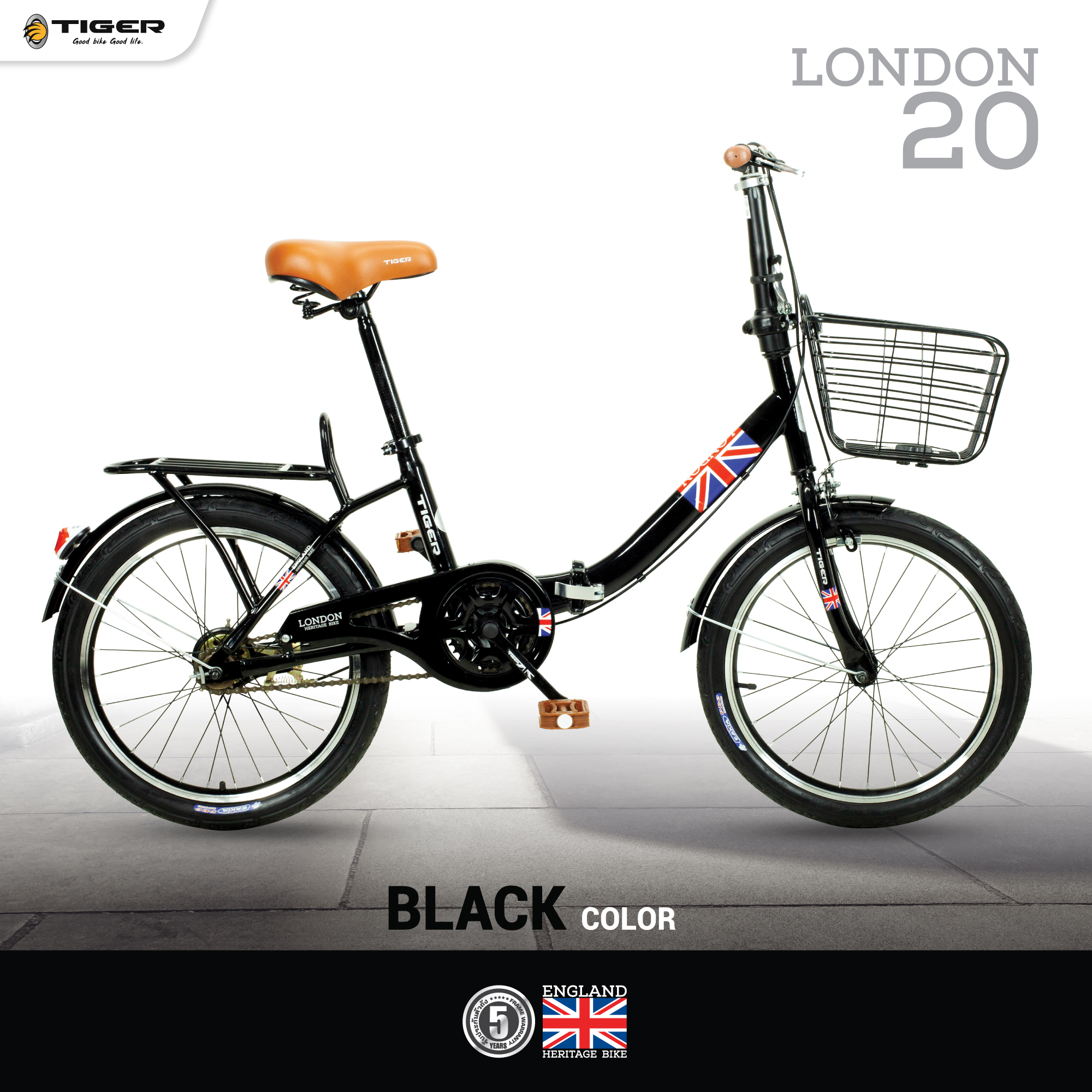 จักรยานพับ TIGER LONDON 20" Single speeds เฟรมเหล็ก, ปี 2021