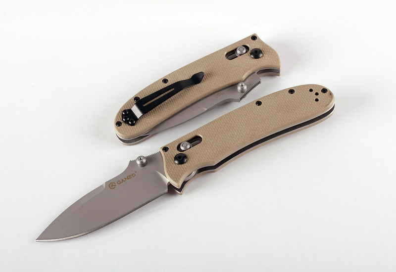 มีดพับ Ganzo รุ่น G704YE สีน้ำตาลซีด ของแท้ 100%