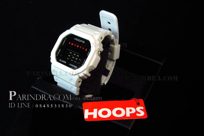 นาฬิกา Hoops ระบบดิจิตอลสีขาวทึบ