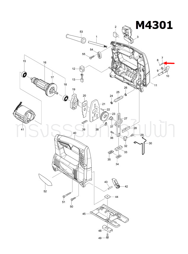 สปริงดัน จิ๊กซอว์ มากีต้า-Makita 4324, 4329, M4301, M4301B [#7] Pn.233151-6 (แท้) ##