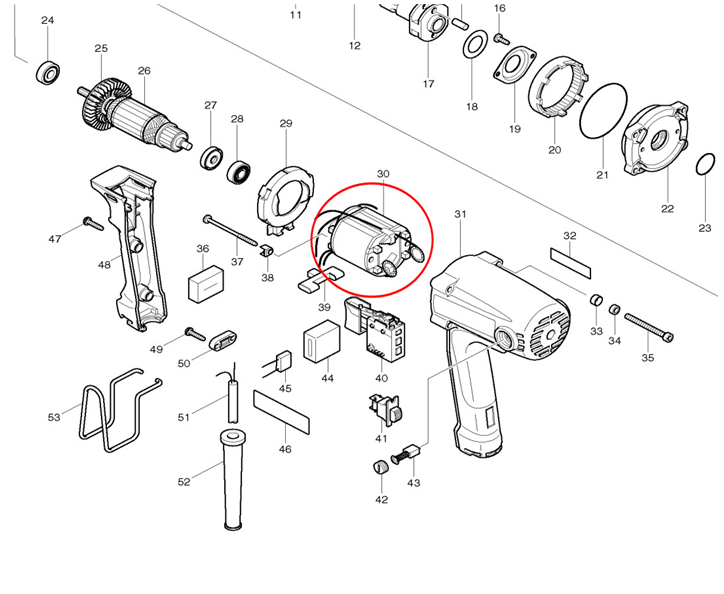 ฟิลคอยล์ บล็อคไฟฟ้า มากีต้า Makita รุ่น TW0350 (แท้) ##(*)