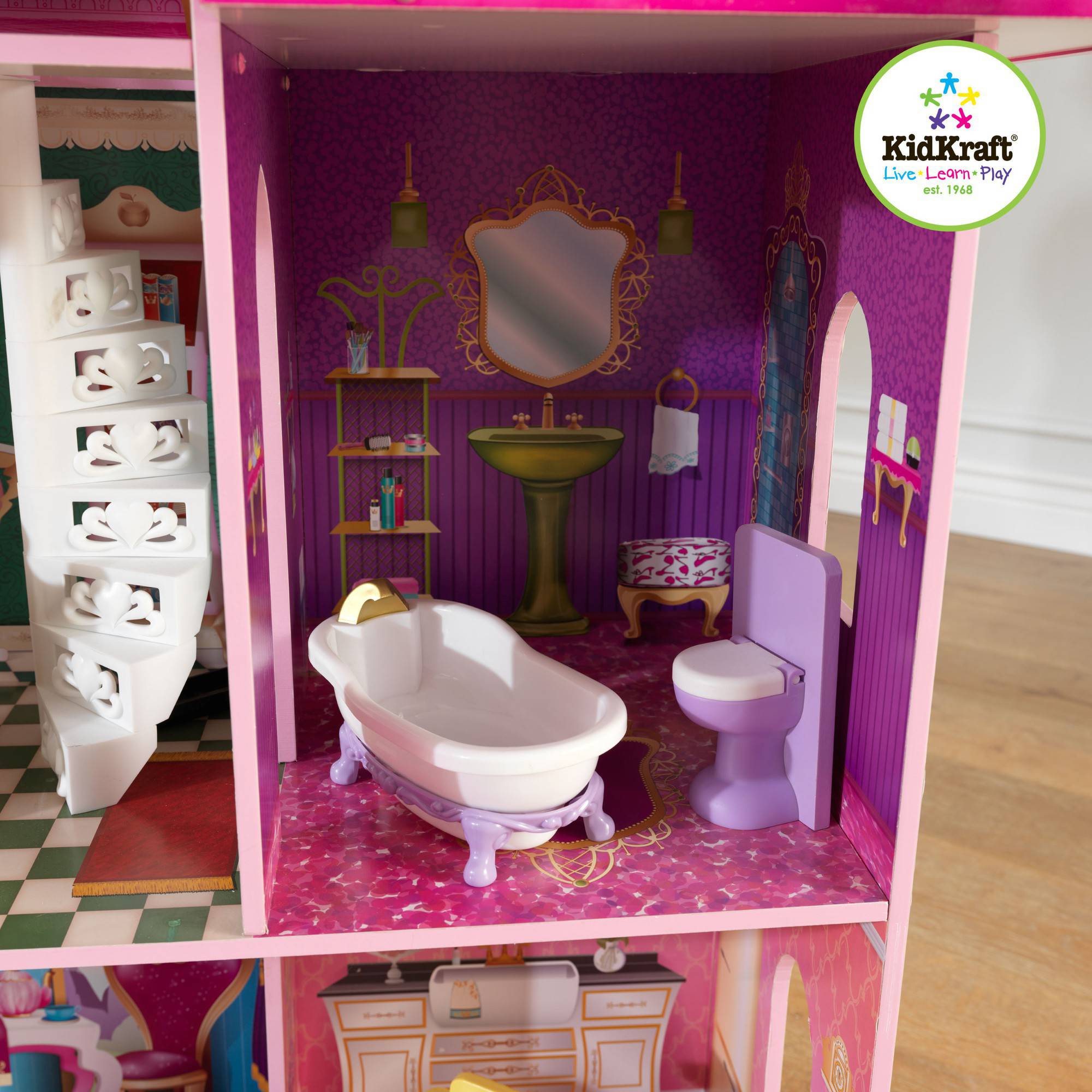 KidKraft Storybook Wooden Mansion with 14 Pieces of Furniture บ้านตุ๊กตาไม้ในหนังสือนิทาน มาพร้อมเฟอร์นิเจอร์ 14 ชิ้น ของเล่นยอดนิยมอันดับ1 เด็กหญิงในอเมริกา ไม่มีจำหน่ายในประเทศไทย นำเข้าจาก USA ของแท้ 100%