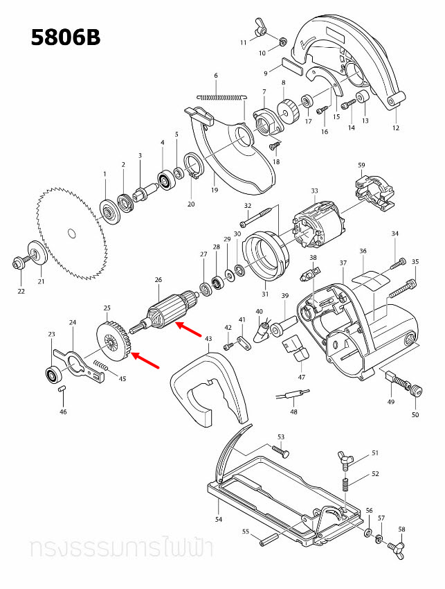 ทุ่น เลื่อยวงเดือน Makita-มากีต้า 5806, 5740NB Pn.516273-0 (แท้) ##