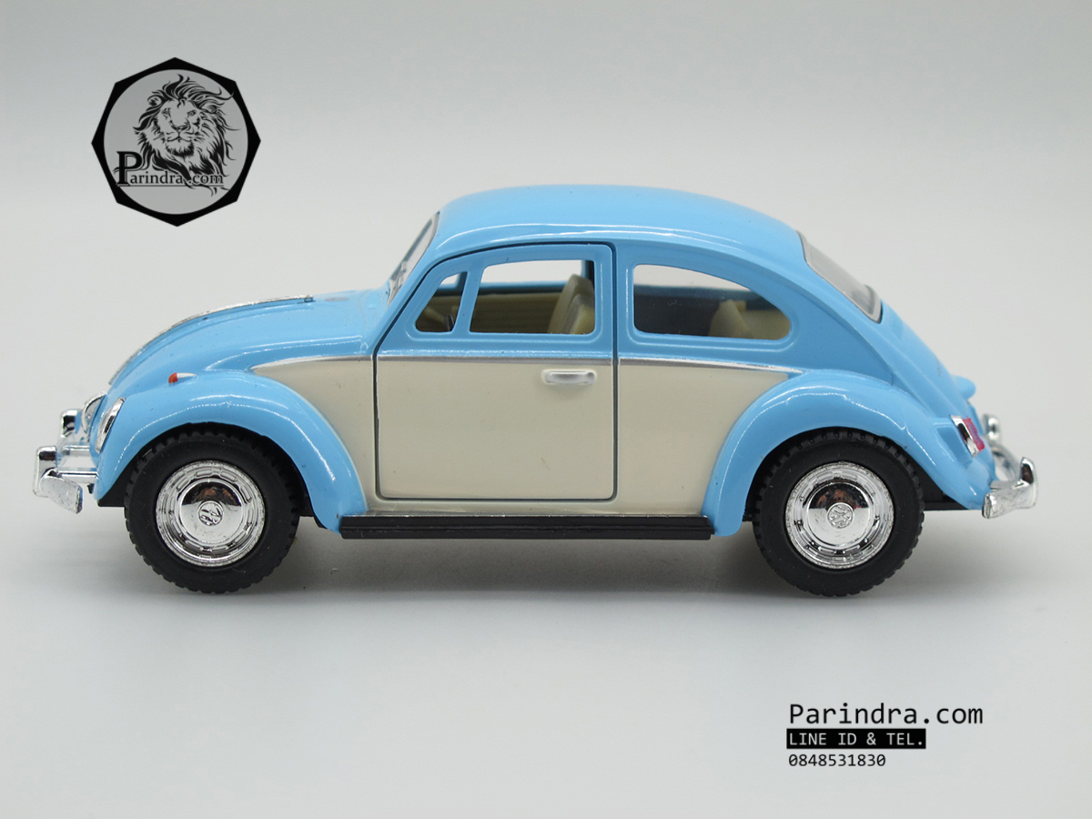 โมเดลรถเหล็กรถเต่า Volkswagen 1967 อัตราส่วน 1:32 สีฟ้าอ่อน ประตูขาว