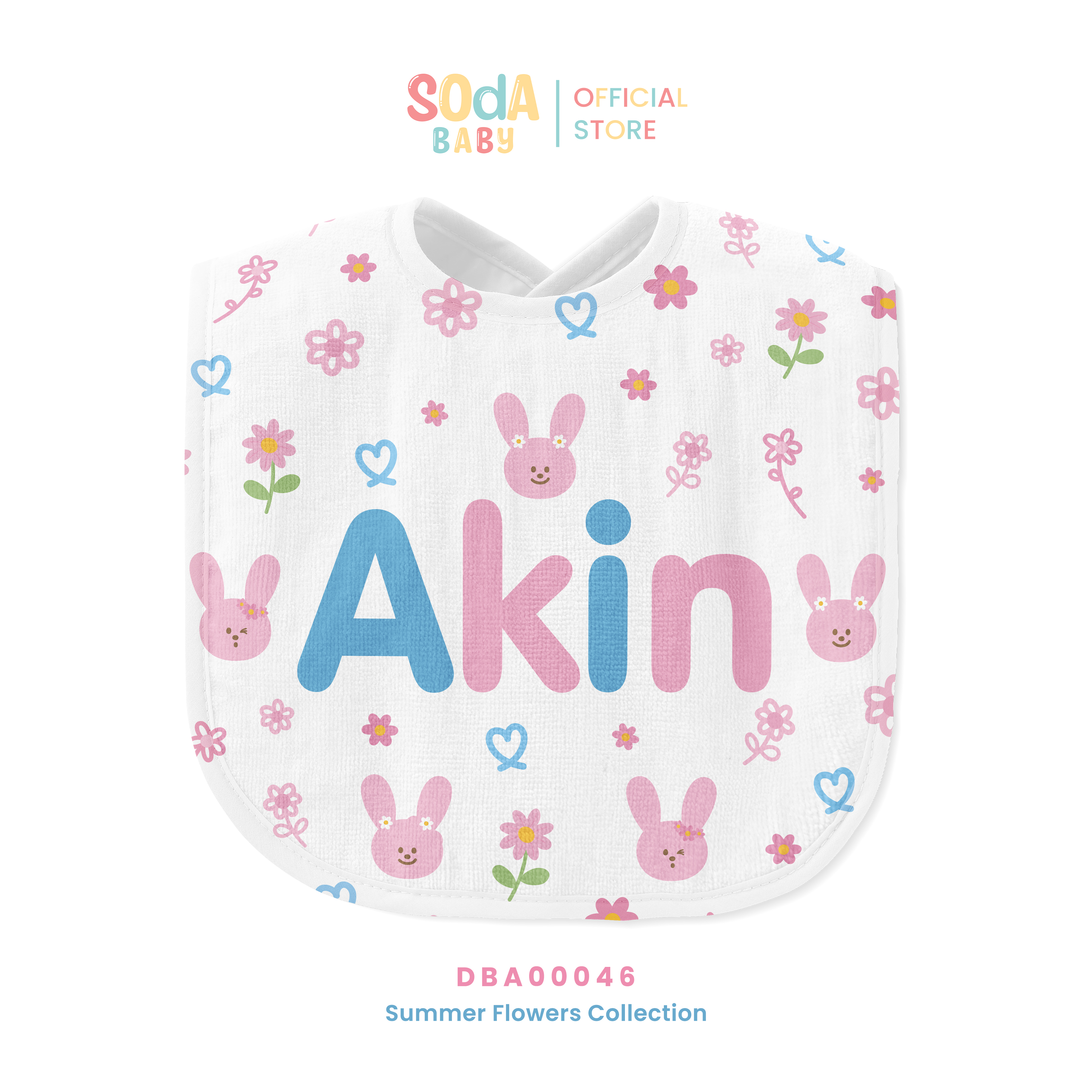 ผ้าซับน้ำลาย Baby Bib ลาย Daisy and Rabbit รหัส DBA00046 🌼🌸 #SummerFlowers #SOdAbaby