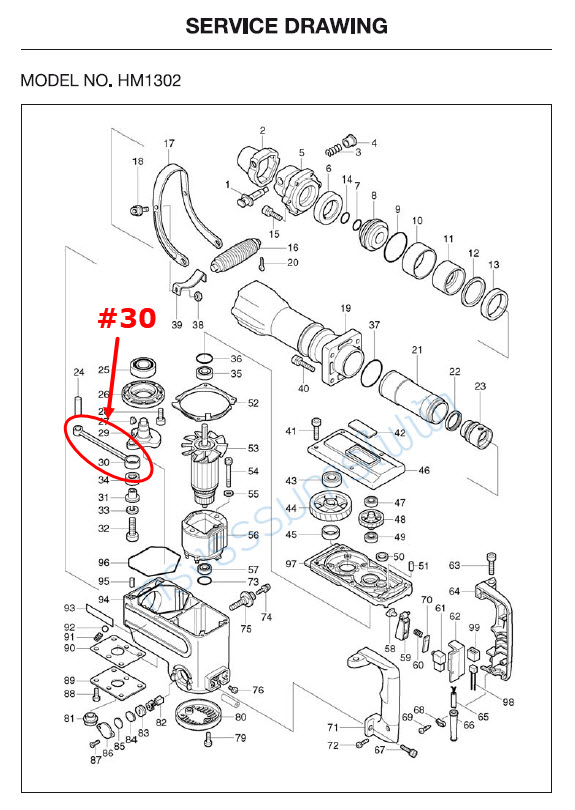 ก้านสูบ สกัด เจาะพื้น มากีต้า Makita รุ่น HM1302 #30 P/N.322812-4 (แท้)(**)