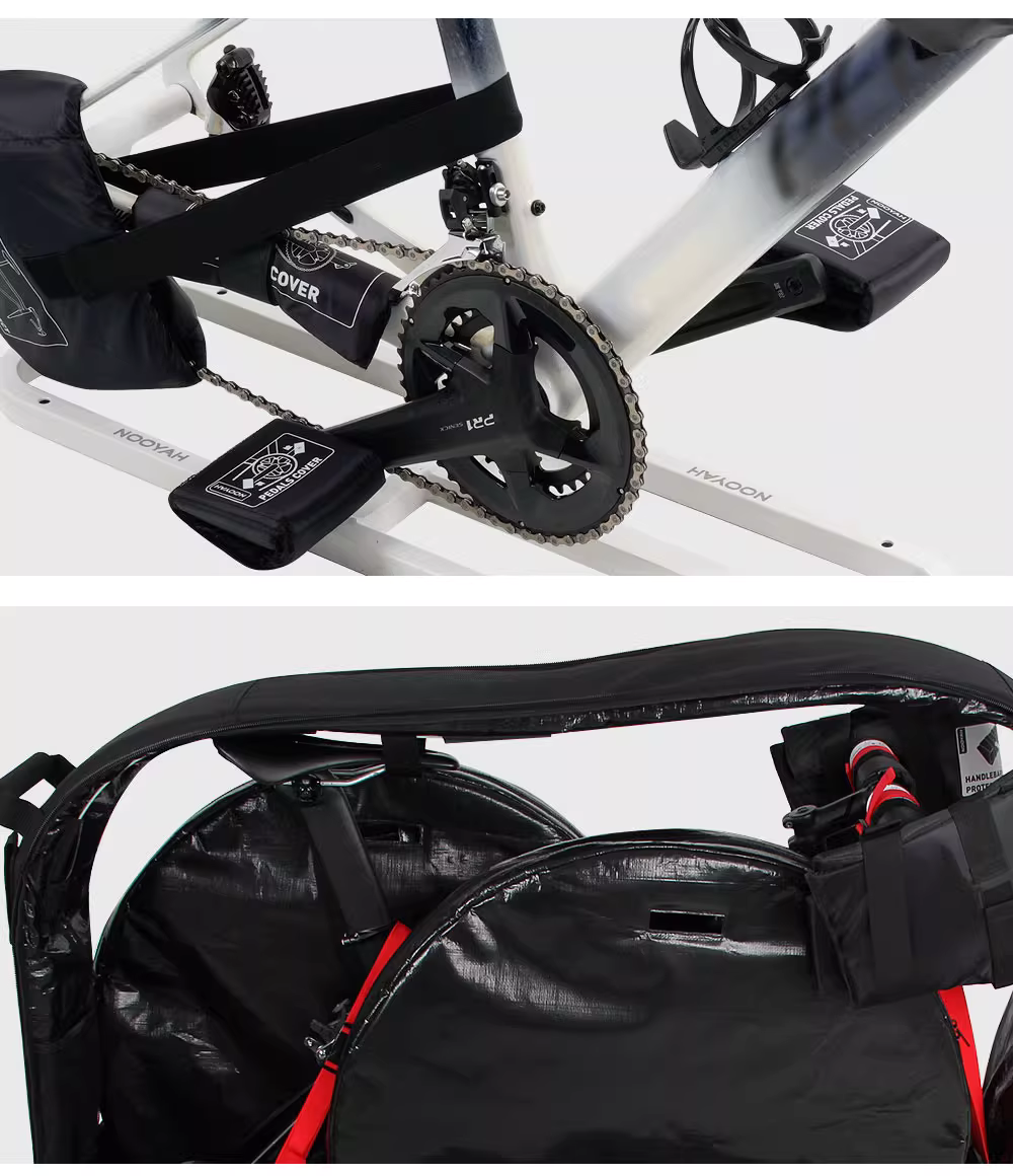 NOOYAH BK015 Pro Bike Travel Case – No Need to Remove Handlebars or Pedals | Full 16-Piece Protection Kit