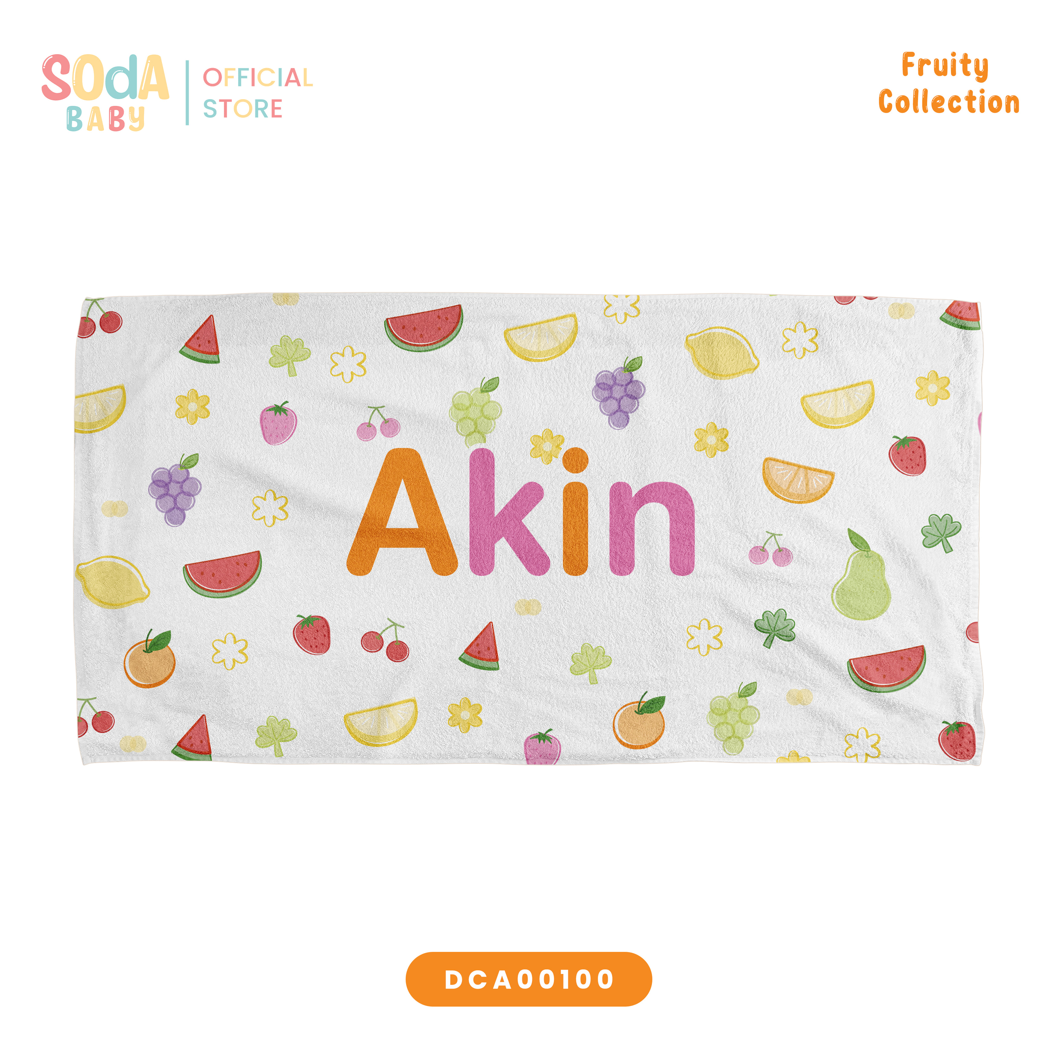 ผ้าเช็ดตัวเด็ก ลาย Mixed Fruit (White) 🍒 Fruity Collection รหัส DCA00100 #ผ้าห่ม #SOdAbaby